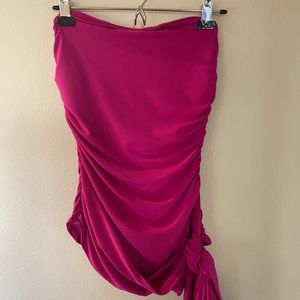 *NEW Strapless pink shirt with tie belt